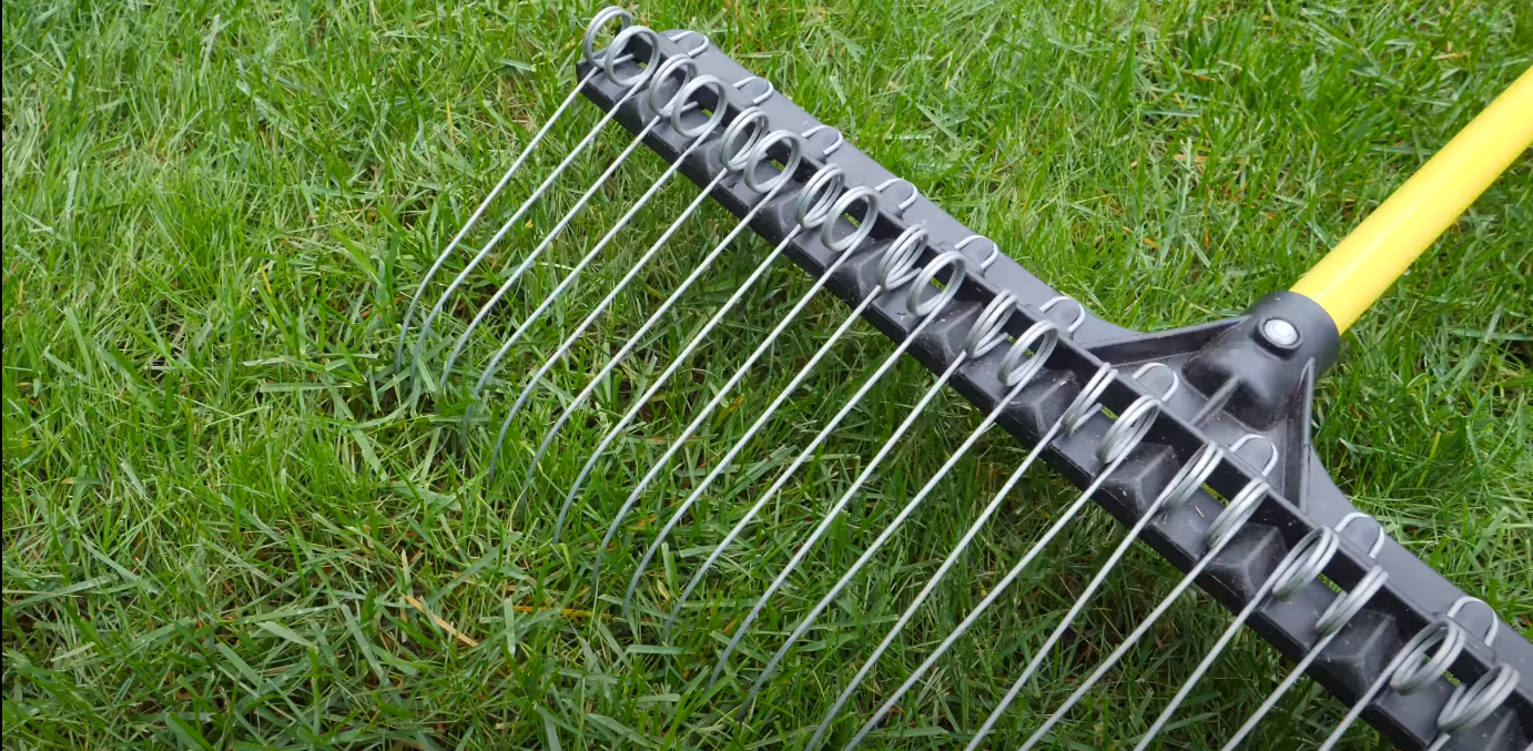 A landscape rack on a lawn. 