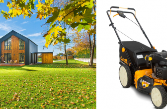 A cub cadet lawn mower on freshly cut grass